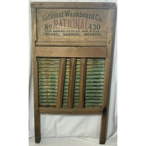 Antique National Washboard Co. #430 ‘The Brass Chief’ USA Farmhouse Decor